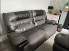 black and gray leather reclining sofas from SCS 3 & 2 Seater, used for sale  LEEDS