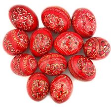 Pysanky Pisanki ręcznie malowane ukraińskie drewniane jajka wielkanocne pakiet 12 czerwonych KOLORÓW na sprzedaż  Wysyłka do Poland