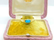 18ct Yellow Gold Cabochon Turquoise Set Band Ring 1921 Birmingham Antique for sale  Shipping to South Africa