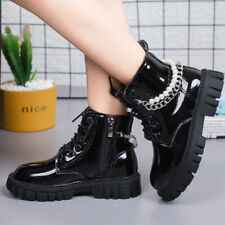Botas de tornozelo femininas com cadarço e zíper corrente zíper preto combate botas de motociclista novas comprar usado  Enviando para Brazil