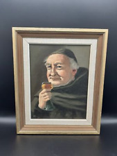 Pintura a óleo assinada por frade monge bebendo vinho comprar usado  Enviando para Brazil