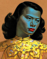 The Green Lady, Chinese Girl, Vladimir Tretchikoff. Framed Retro Print, used for sale  Shipping to South Africa