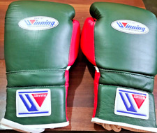 Guantes de boxeo cuero verde entrenamiento Muay Thai Mma combate oz 16, usado segunda mano  Embacar hacia Mexico