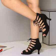 Sapatos femininos de dança latina com cadarço salto alto botas de tango dedos abertos sola macia sapato, usado comprar usado  Enviando para Brazil