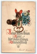 Ratón de 1930 con paquete de flores Alemania sin publicar postal vintage segunda mano  Embacar hacia Argentina