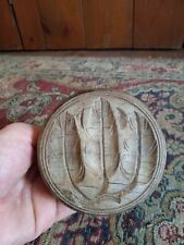 Sweet Antique Early Primitive Handmade Wood Treen Tulip Butter Stamp Mold 3.75" for sale  Shipping to Canada