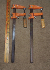 2 Jorgensen No 3712 Woodworking 12" Bar Clamps 3701/3703, WOOD HANDLES, USA MADE for sale  Shipping to South Africa