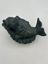 Fountain Pond Spitter Garden Statue Koi Fish Water Feature Green Textured, used for sale  Shipping to South Africa