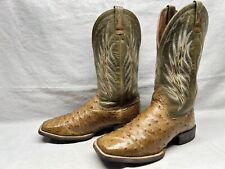 Ariat 10011786 Men's 12 D Green & Tan Full Quill Ostrich Leather Square Toe Boot for sale  Shipping to South Africa
