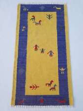 Tapete de assoalho vintage feito à mão geométrico tradicional amarelo kilim 122x66cm, usado comprar usado  Enviando para Brazil