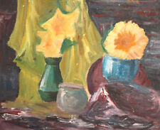 Pintura a óleo expressionista vintage natureza morta com vasos e flores comprar usado  Enviando para Brazil