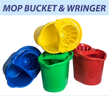 Commercial Plastic Mop Bucket & Wringer 15lt Colour Coded Blue Red Green Yellow, used for sale  Shipping to South Africa