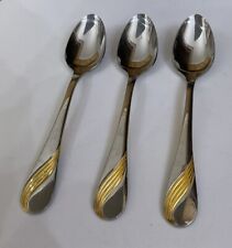Vtg EETRITE 3 X Stainless Steel Gold Plate 14cm Swirl Teaspoons Spoons - Cutlery for sale  Shipping to South Africa