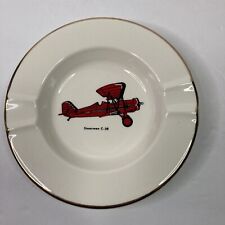 Usado, Cinzeiro de cerâmica vintage com imagem vermelha Stearman C-3R placa branca/acabamento dourado 5,25" comprar usado  Enviando para Brazil