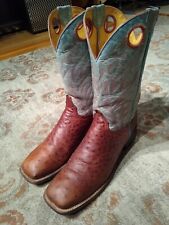 CAVENDERS BROWN & AQUA FULL QUILL OSTRICH & LEATHER S TOE COWBOY BOOTS MEN'S 11D for sale  Shipping to South Africa