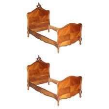 PAIR OF FRENCH LOUIS XV NAPOLEON III ORNATELY CARVED BED STEAD FRAMES IN WALNUT for sale  Shipping to South Africa
