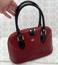 ITALIAN design Genuine OSTRICH Leather THE TREND RED handbag w Shoulder strap, used for sale  Shipping to South Africa