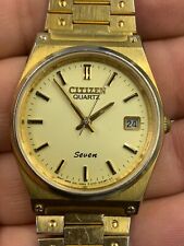 Relógio Citizen Seven masculino tom dourado 2110-284046KT data 34mm funcionando vintage comprar usado  Enviando para Brazil