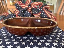 Used, Hull H.P. Pottery  Oven Proof USA Brown  Drip Divided Serving Bowl Dish for sale  Shipping to South Africa