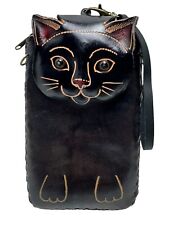 Capa de celular preta de couro para gatos  comprar usado  Enviando para Brazil