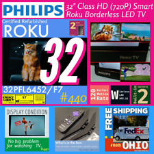 Philips 32" HD 720P Smart Roku Borderless LED TV 32PFL6452/F7  with Remote/Stand, used for sale  Shipping to South Africa