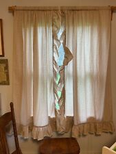 Country Style Curtains, Ruffled tan print w/blue set of 2 63 " length 43 " width for sale  Shipping to South Africa
