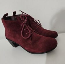 Ladies Hotter Suede Odele Ankle Boots Burgundy UK 3 STD Heel Zip Lace Comfort  for sale  Shipping to South Africa