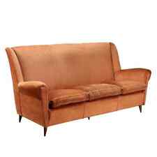 Używany, Vintage Sofa z czerwonego aksamitu 3 miejsca Włochy z lat 50. na sprzedaż  Wysyłka do Poland