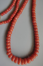 HERMOSO, GRUESO, ANTIGUO, TALLADO COLLAR DE CUENTAS DE CORAL REAL 19,7 g, usado segunda mano  Embacar hacia Mexico