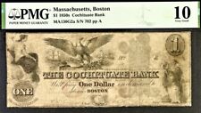 Usado, Billete de banco Massachusetts, Boston $1 (un dólar) PMG 10 muy bueno segunda mano  Embacar hacia Argentina