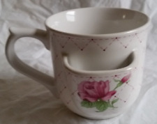 Caneca de café vintage papel cerâmica bolsa de chá floral rosa comprar usado  Enviando para Brazil