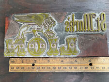 Large Vintage letterpress PRINTERS BLOCK -  St. Mark Lion w/ mythical wing lion for sale  Shipping to South Africa