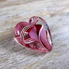 Steven Maslach Red White Heart Art Glass Swirl Paperweight, used for sale  Shipping to South Africa
