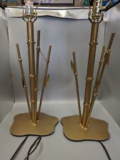 Usado, Par de abajures vintage tubulares de bambu folhas bronze cor dourada MCM comprar usado  Enviando para Brazil