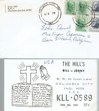 Old QSL-card + envelope from Jenny Hill, Columbia City, IN, KLL-0589, 1967 for sale  Shipping to South Africa
