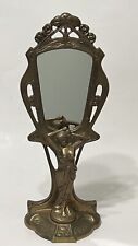 Antique Art Deco Vanity Mirror Brass Ornate Lady Figural for sale  Shipping to South Africa