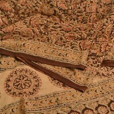 Sanskriti Vintage Brown Sarees Pure Cotton Handmade Kalamkari Sari Fabric for sale  Shipping to South Africa