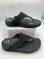 Fitflop Black Leather Toe Post Sandalsz Wobble Board technology. Size 6 for sale  Shipping to South Africa