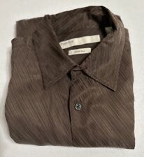 Camisa para hombre Perry Ellis 100 % seda talla grande manga corta marrón segunda mano  Embacar hacia Argentina