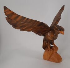 Vintage Wooden Eagle Figurine Large Hand Carved Sculpture Bird Of Prey - N3 for sale  Shipping to South Africa