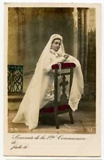 c 1910 Católica PRIMERA COMUNIÓN Niña Francesa Foto postal segunda mano  Embacar hacia Argentina