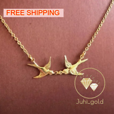 Pingente de colar feminino pássaro andorinha beijando voador folheado a ouro amarelo 14K prata comprar usado  Enviando para Brazil