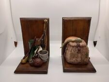 Used, Vintage Fishing Bookends Hand Painted-Dezine 1998 Wood And Resin Opening Box for sale  Shipping to South Africa
