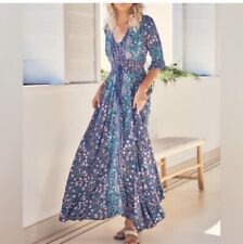 Vestido Jaase Para Mujer S Púrpura Maxi Flores Boho Crochet Botón Fluido todo el camino segunda mano  Embacar hacia Argentina