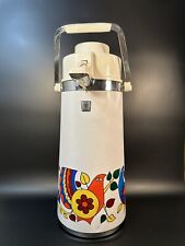 Vintage Vacuum Thermos Pump Drink Dispenser Boho Mod Partridge Flowers 15" King for sale  Shipping to South Africa