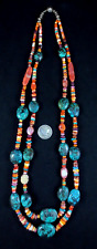 Vintage Pueblo Treasure Necklace - Sterling, Natural Turquoise and Spondylus for sale  Shipping to South Africa