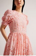 TED BAKER Esthher Puff Floral Tiered  Midi Dress, Size 3/UK 12 for sale  Shipping to South Africa