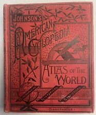 Antyk 1891 Amerykańska Cyklopedia Johnsona i Atlas Świata uszkodzone wiązanie na sprzedaż  Wysyłka do Poland