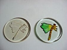 LOT 2 GLASS paperweight DRAGONFLY hand decorated for sale  Shipping to South Africa