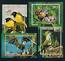 Pájaros coloridos - 4 hojas de recuerdo montadas sin montar o nunca montadas de Guinea Ecuatorial - envío gratuito a EE. UU. segunda mano  Embacar hacia Argentina